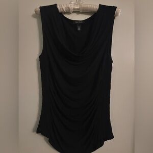 WHBM Sleeveless smocked drape neck shell top